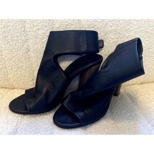 Vince | Women’s Black Faux Heel Open Toe Leather Slingback Size 7M/37.5